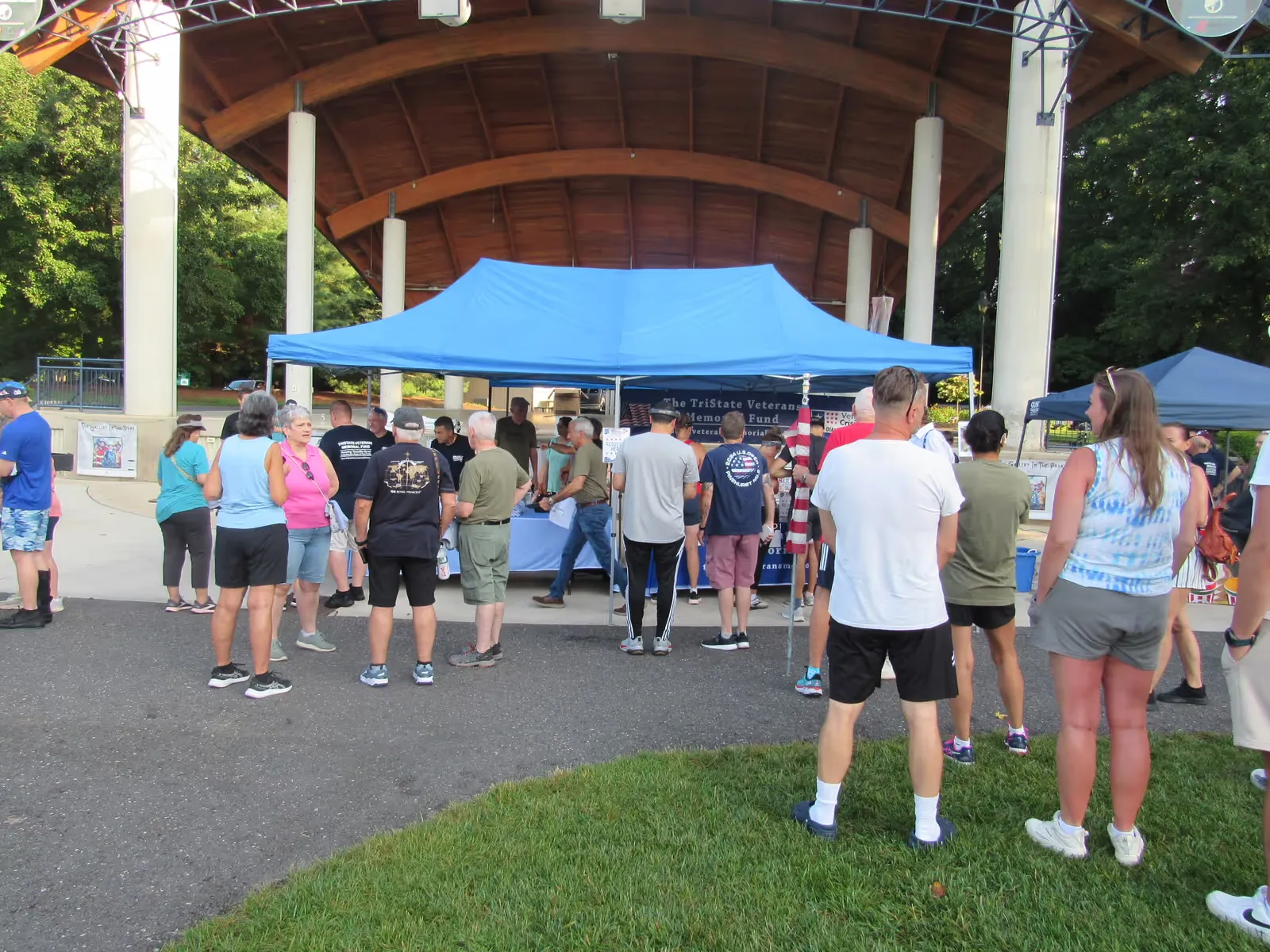 A steady line at the registration tent