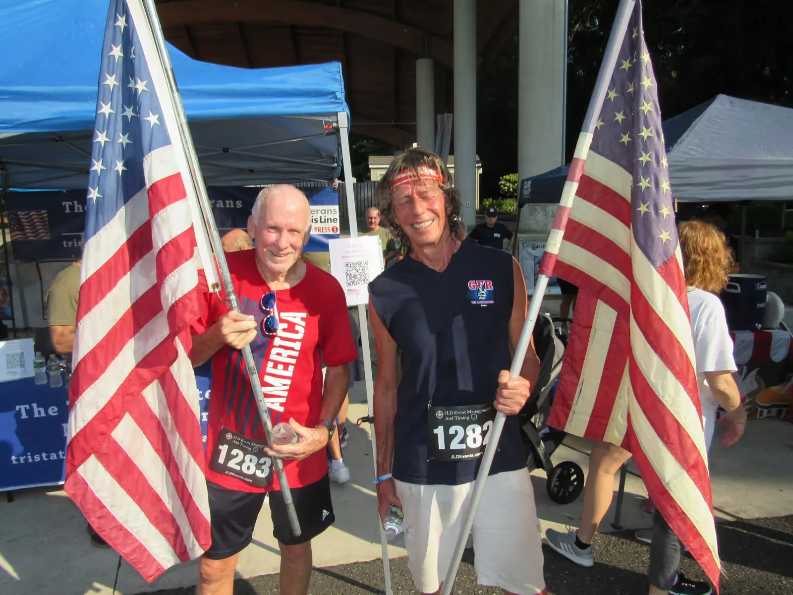 Flag bearers at the finish